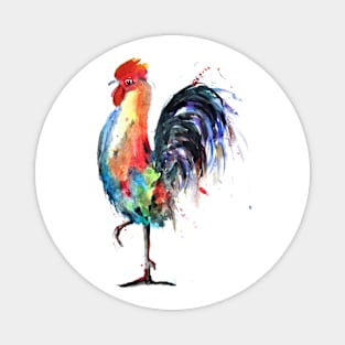 Colorful Rooster Standing Proud Magnet